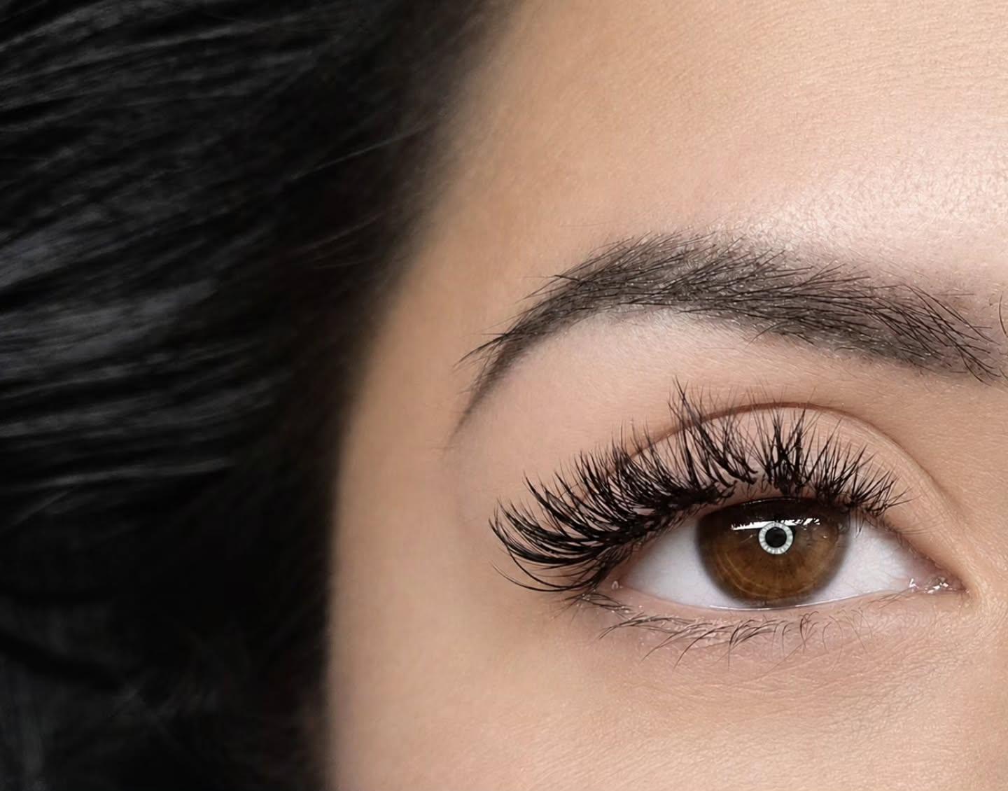 Detailed lash work around a brown eye